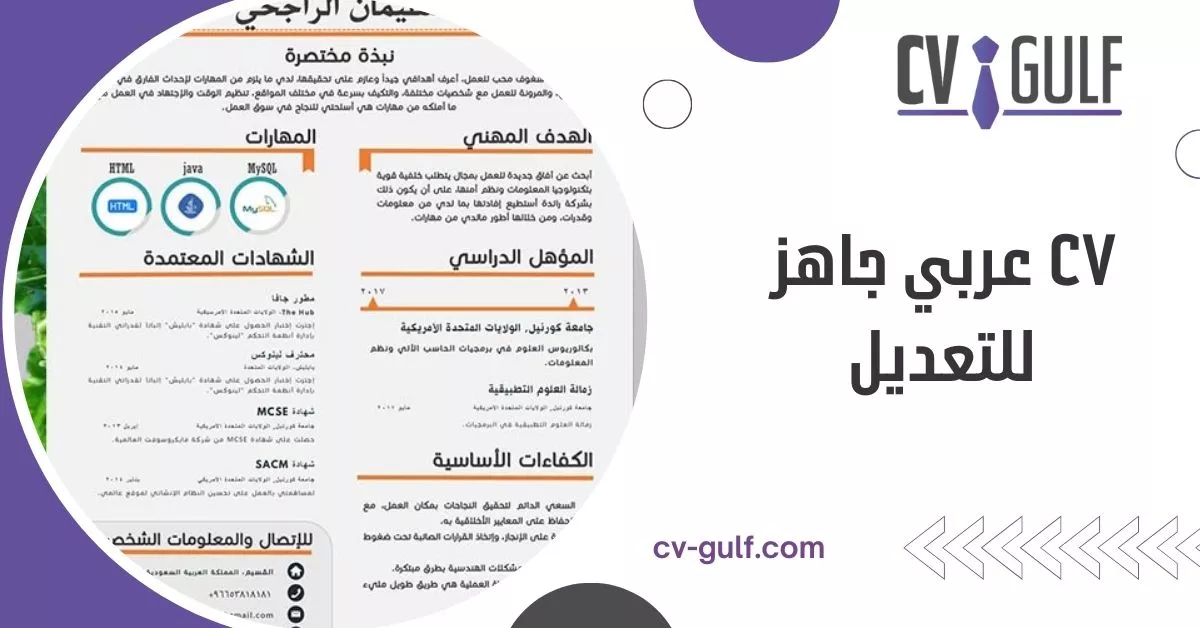 cv عربي جاهز للتعديل